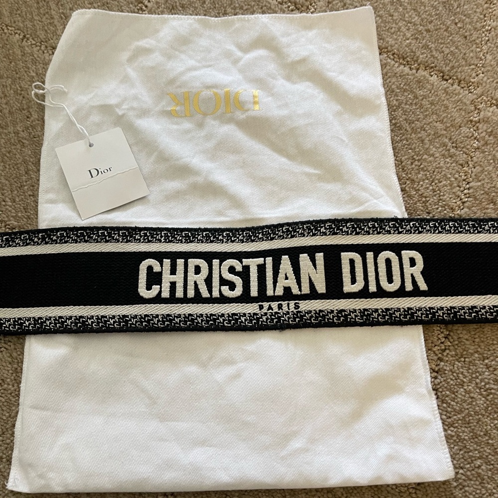 DIOR STRAP  NEW  - Matte Black Hardware - Black & White Canvas